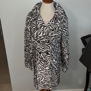 Guess gray zebra rain jacket with hood BNWOT